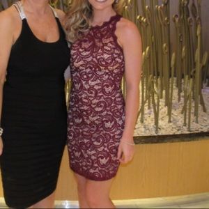 Burgundy sequin dress with nude lining